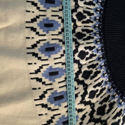 Wool cashmere pullover new, white and blue, size L-XL
