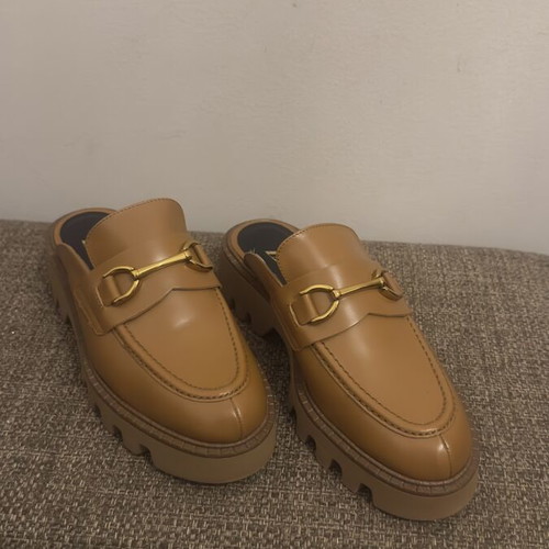 Zara leather slippers size 37 used, brown