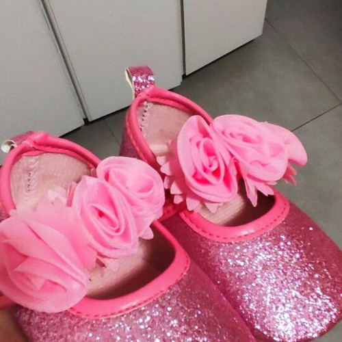Baby Ballerina Shoes size 13 new with rhinestones and flowers
