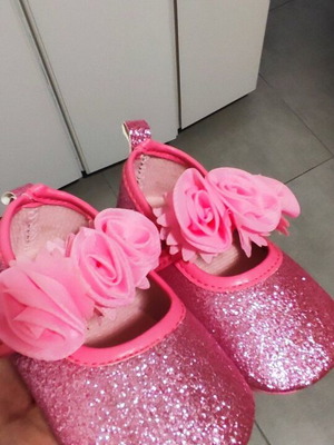 Baby Ballerina Shoes size 13 new with rhinestones and flowers