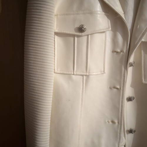 A-Style white faux leather jacket, slim fit