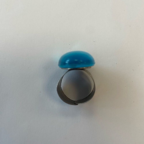 Statement ring with adjustable oval blue stone used