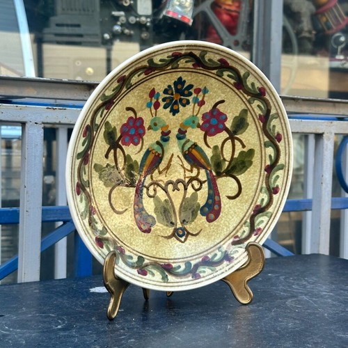 Collectible ceramic decorative plate Athens signed with peacocks 24cm used