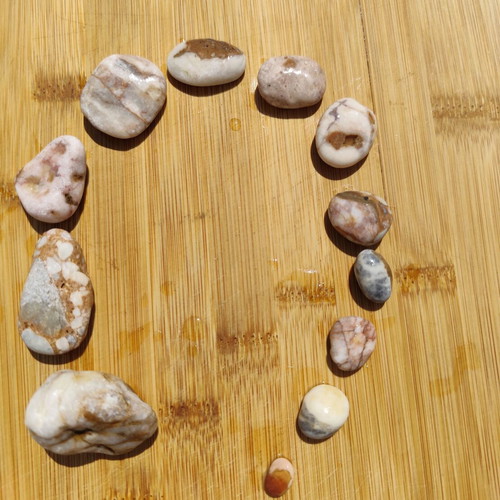 Natural Aegean Pebbles Collection - Pink & White Quartz, 13 pcs