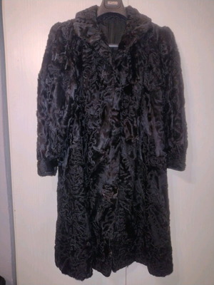 Fur Astrakhan Long Coat like new, black