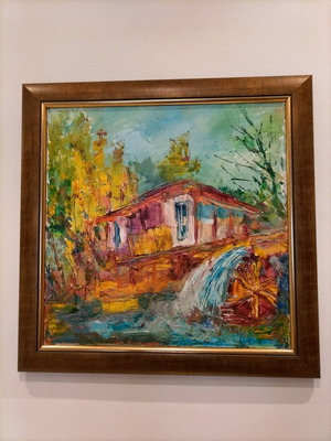 Original Oil Painting Watermill New