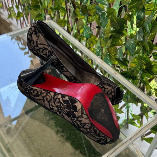 Migato high heel peep-toe 11cm black lace used
