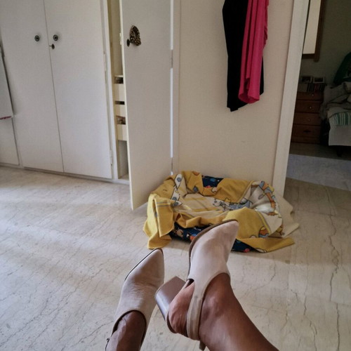 Closed-toe suede sandals