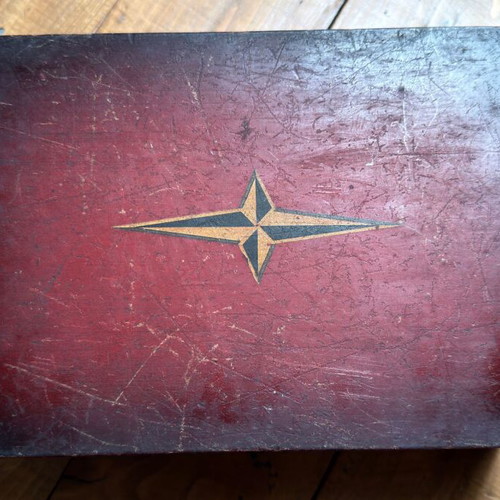 Vintage Decorative Wooden Jewelry Box with Starburst Design