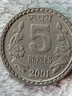 India 5 Rupees Coin 2001 used