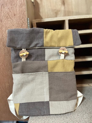 Handmade multicolor backpack new with wooden buttons