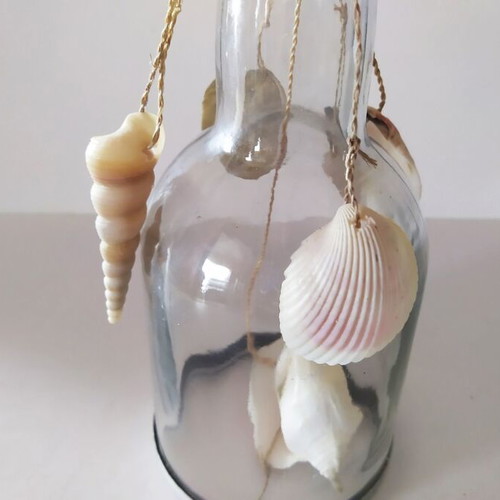 Hanging bottle with shells used, wind chime 58cm