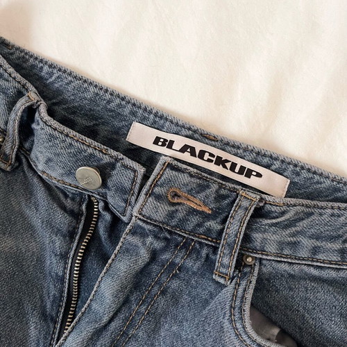 Blackup denim jeans used, blue, wide leg, size S
