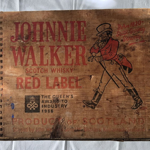 Johnnie Walker Red Label wooden box used, collectible