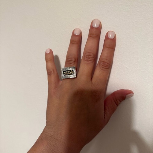 Handmade rectangular ring from oxidized 925 silver like new