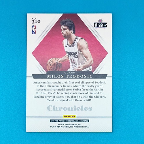 Milos Teodosic 2017-18 Panini Chronicles Majestic NBA Rookie Card new