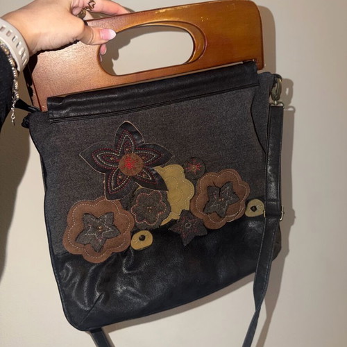 ALE leather crossbody bag with wool embroidery used