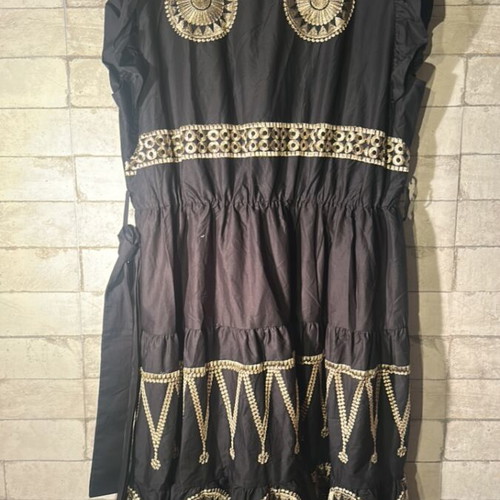 Sweet Miss embroidered black dress new with gold details, size L