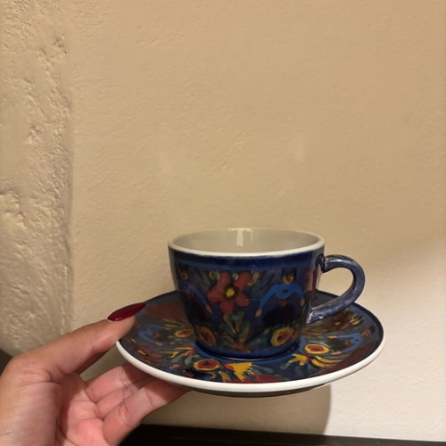 Ceramic cup and saucer set used handmade by Eleni Menelaou