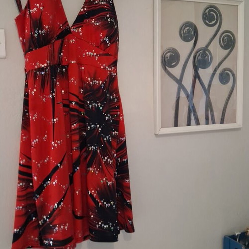 Red Stretchy Blouse Dress S/M like new