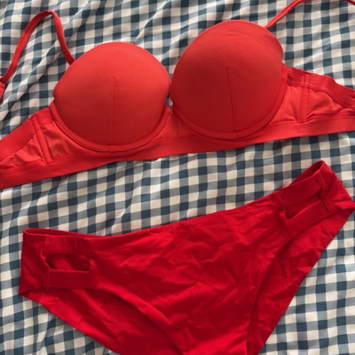 Sugarfree Bikini Push Up Top and Brazilian Bottom Like New, Red