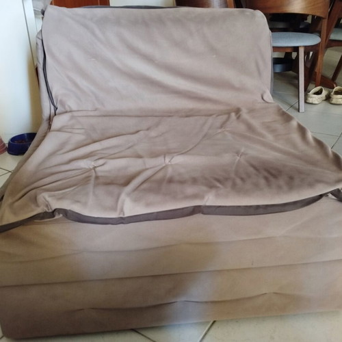 Sofa Company armchairs like new with connecting mechanism and stool
