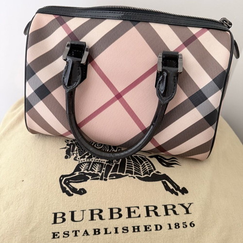 Burberry Nova Check Boston Bag like new, handheld, black and beige