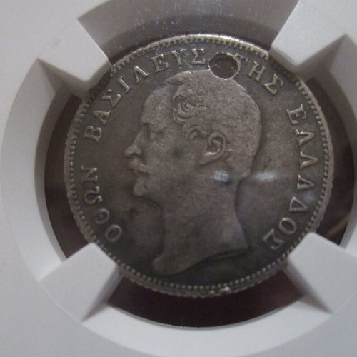 Othonas 1 drachma 1851 used VF details holed