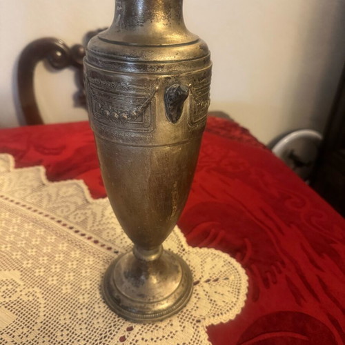 Large metal vase used, very old