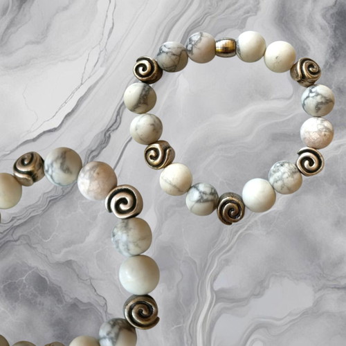 Howlite Handmade Bracelet with Semi-Precious Stones, New