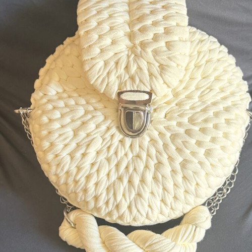 Handmade bag like new, white and beige