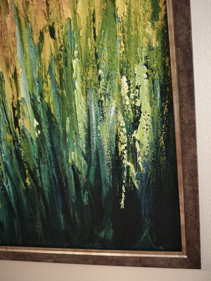 Relief oil painting with spatula on canvas, framed
