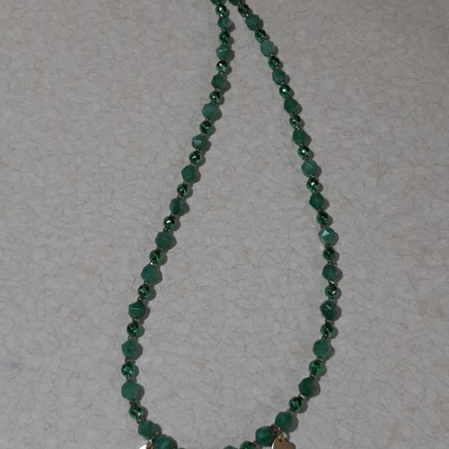 Necklace aventurine and hematite in steel new