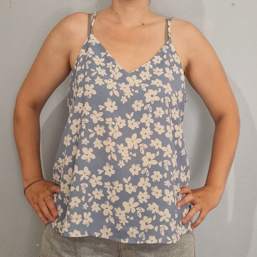 Shein blue blouse with floral pattern used, size XL