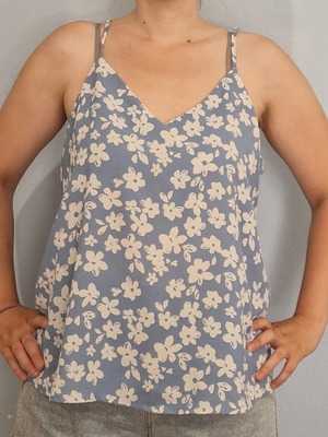 Shein blue blouse with floral pattern used, size XL