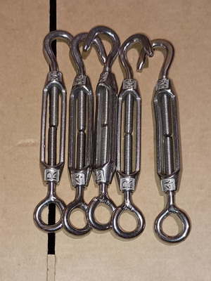 Set of 5 turnbuckles for rope or wire rope new