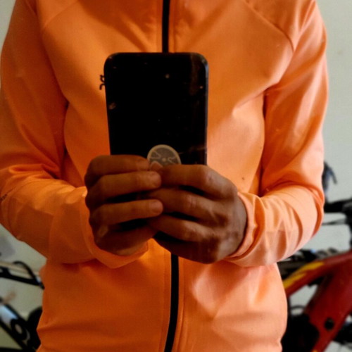 Women's tracksuit set top and leggings, cotton and lycra, size S 38, black and orange