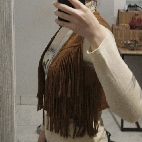 Cowgirl vest with fringes like new, brown, size M