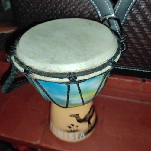 Wooden doumbek from Tunisia like new with leather