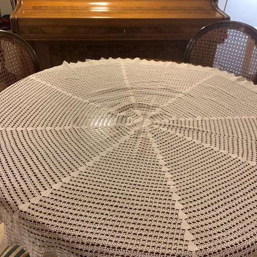 Handmade needlework tablecloth, 1.35 m diameter