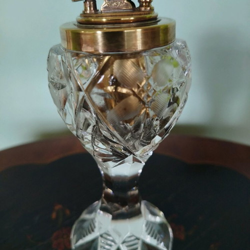 Vintage Cut Crystal Table Lighter like new, 1950s collectible