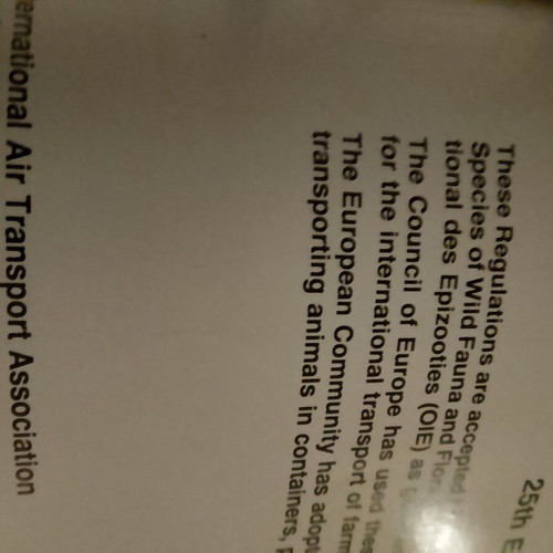 Live Animals Regulations 25th Edition 1998, authentic IATA manual new