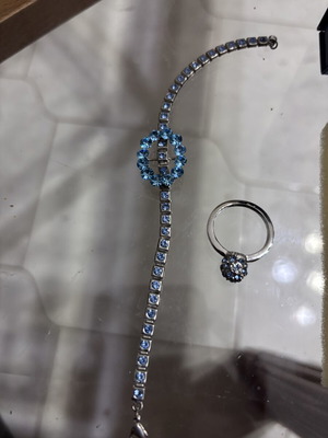 Original Swarovski βραχιόλι και δαχτυλίδι, μπλε και ασημί