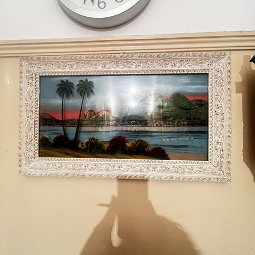 Vintage framed picture of Rio de Janeiro landscape