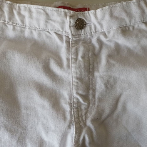 Bikelife women's white high-waisted elastic five-pocket jeans, size S
