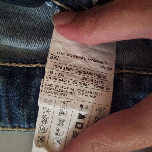 Benetton jeans girls 3XL like new, adjustable waist, blue