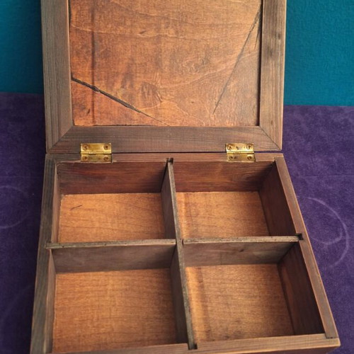 Wooden box with removable dividers and fairy child decoupage like new