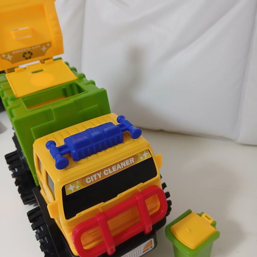 Farm train toy with garbage truck and school bus set