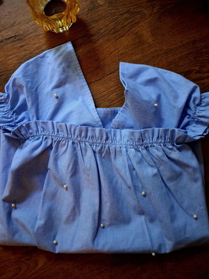 Ciel Off-Shoulder Top S/M with Embroidered Pearls, Like New
