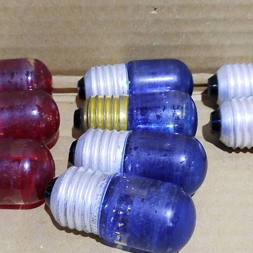 Colored incandescent light bulbs with E27 base used, pack of 9